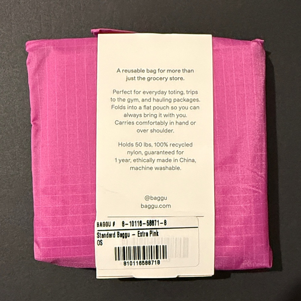NWT BAGGU EXTRA PINK Standard Reusable Bag - Picture 2 of 7